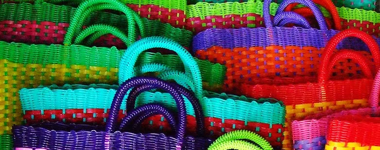 Colourful practical woven baskets